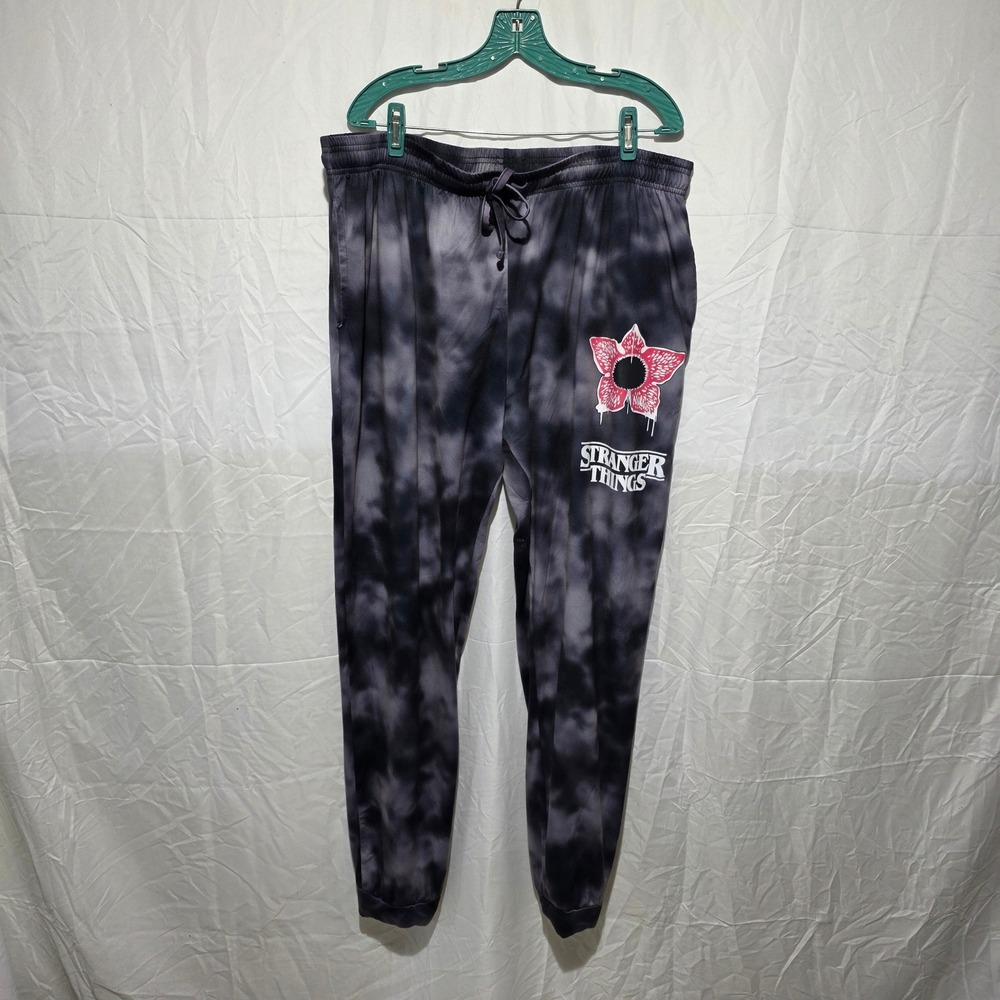 Stranger Things Demogorgon Tie Dye Joggers Mens XXL Black Grey Sweatpants